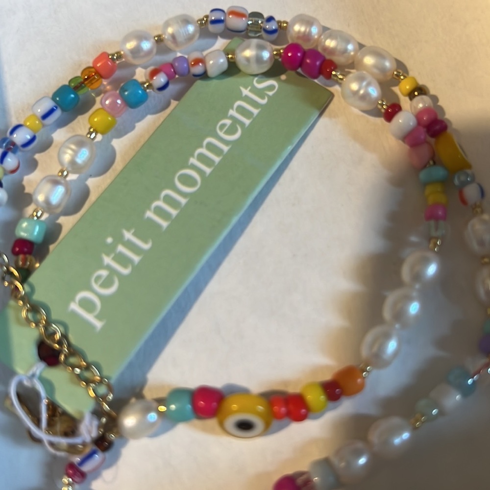 Beaded Pearl Drop Necklace in Multi
petit moments NWT